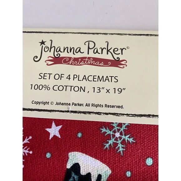 Set Of 4 Johanna Parker Christmas Snowman Placemats Holiday Retro NEW - Picture 8 of 9